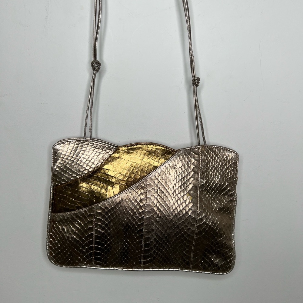 Santi silver and gold snakeskin crossbody purse